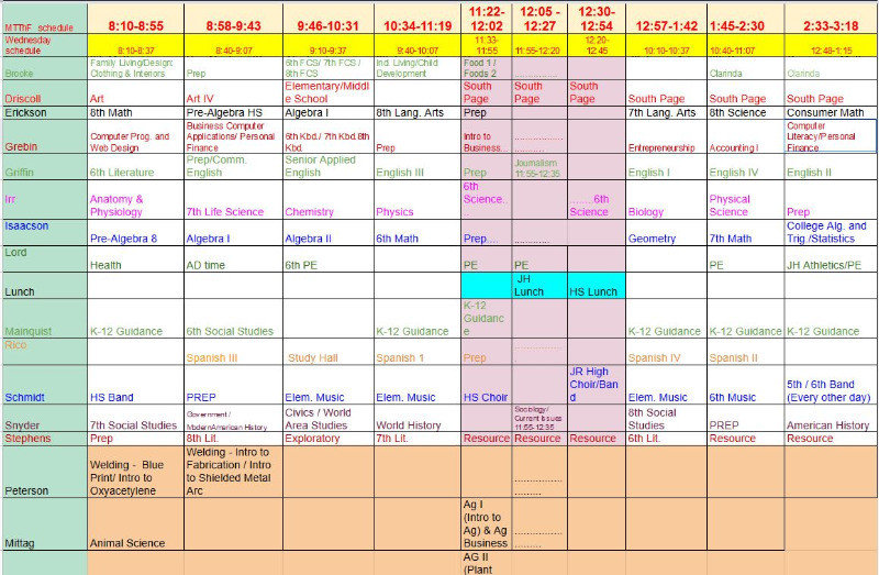 Stanton Community Schools - Master Bell Schedule 2022-2023